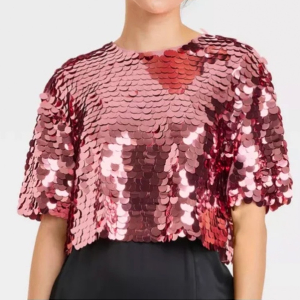A New Day Short-Sleeve Paillettes Top Size XXL